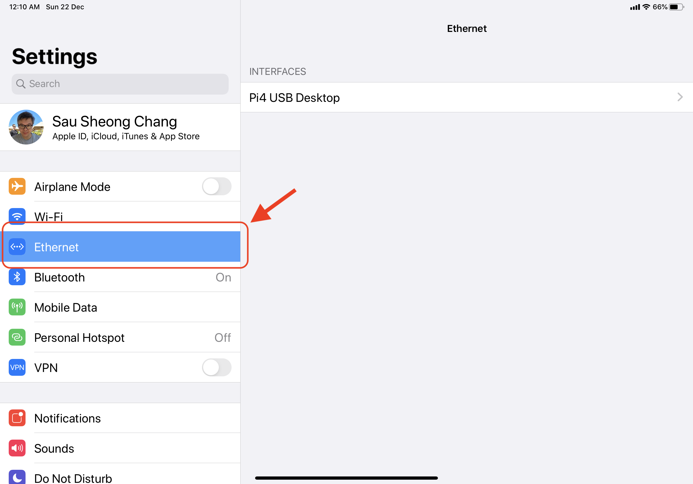 If you see the Ethernet setting it means the Pi4 is connected