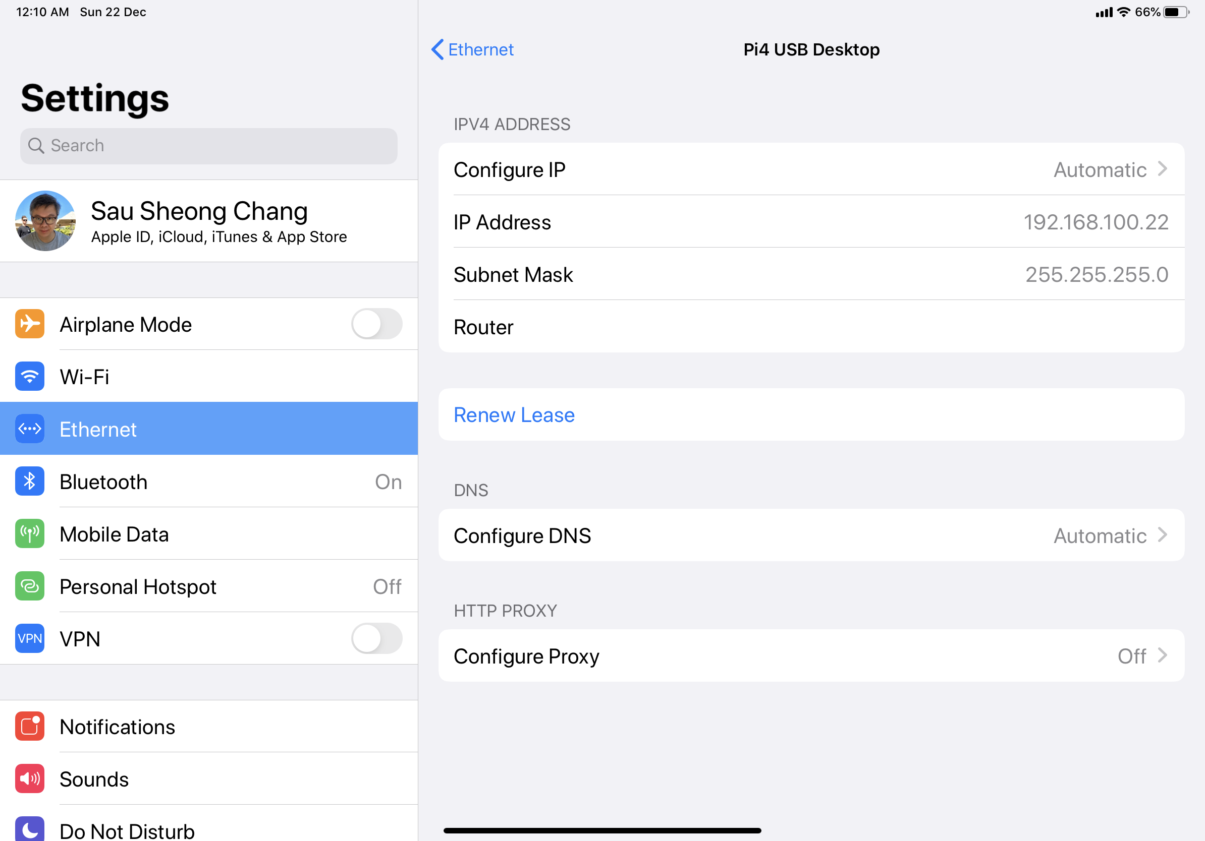 Network configuration for the Pi4 interface